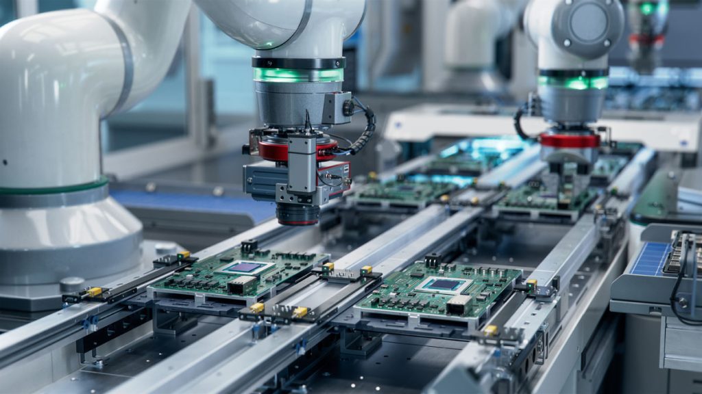 component installation and quality control of circuit board. ful
