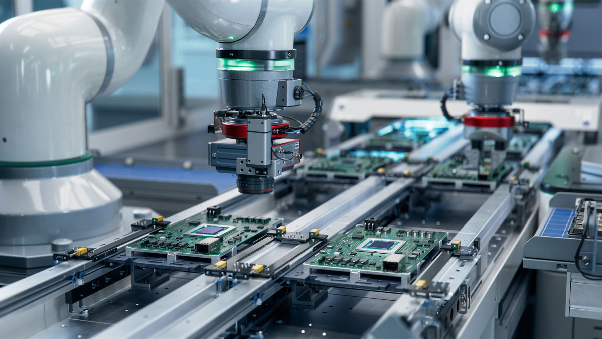 component installation and quality control of circuit board. ful